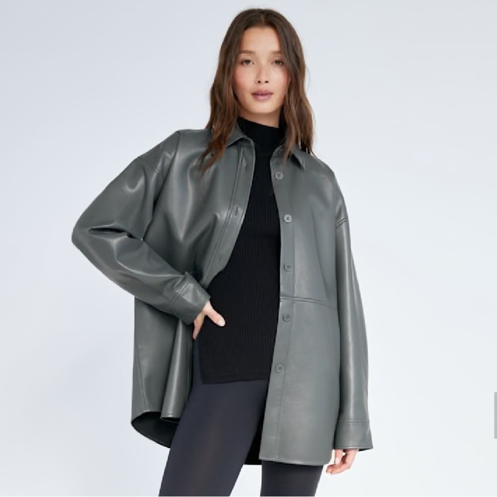 Aritzia Babaton Pelli Shirt Jacket in Smoky Emerald Green
